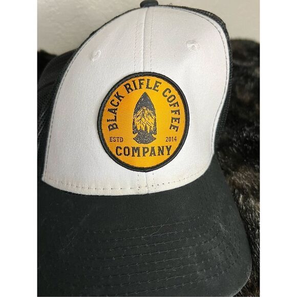 Black Rifle Coffee Company Hat Cap Mesh Trucker Snapback Black White Logo - Picture 2 of 4